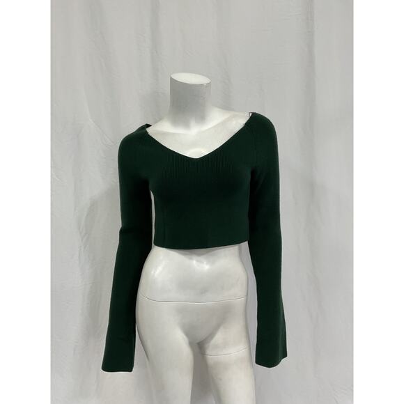Lapointe Green Merino Wool Off Shoulder Top Size M - Picture 2 of 5